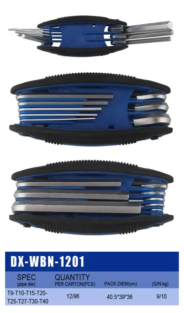 8pc folding allen hex key set.star TORX ALLEN key wrench set(T9-T40)
