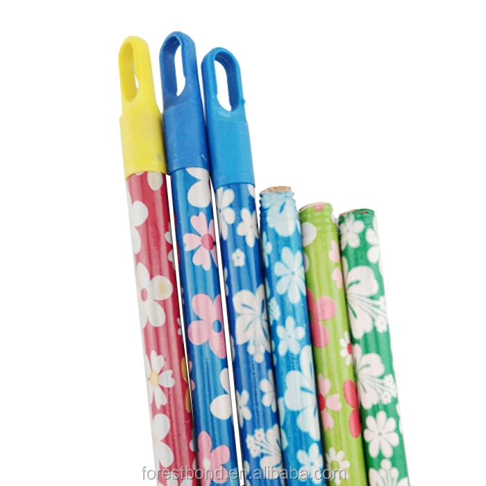 PVC Coated Wood Broom Handles Many Flower Design Italian Tread