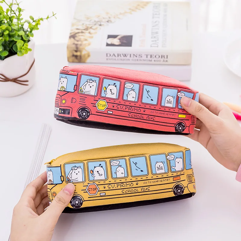 XC Creative Bus Schoolbag Personal Chao Language Simple Pencil Box Stationery Bag