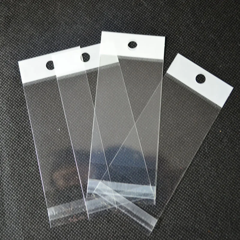 China YiWu supplier small mini transparent clear self adhesive opp header plastic packing bags with custom logo