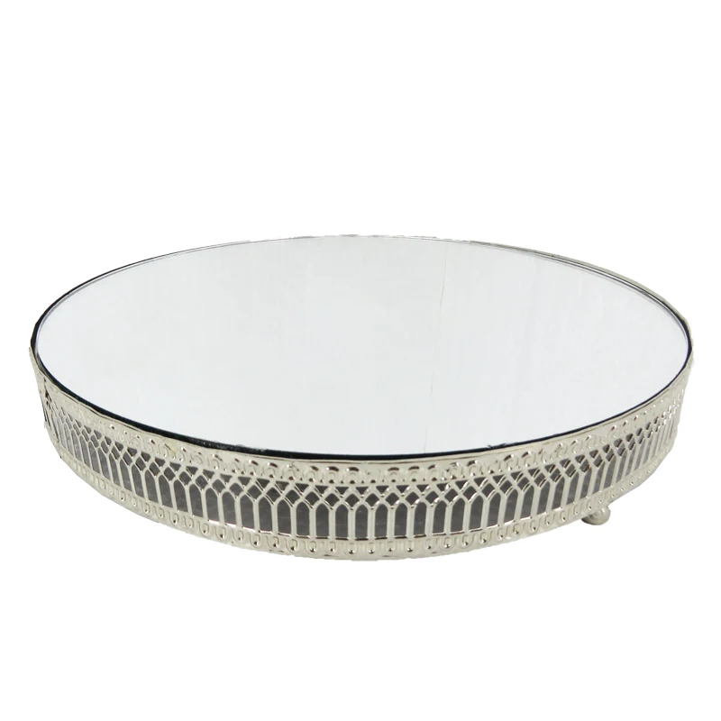 Silver Cake Stand Wedding Chrome Mirror Tray