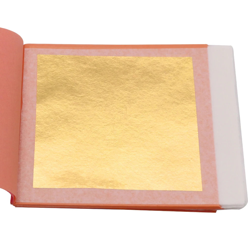 8 x 8 cm Genuine Edible 24K Transfer Gold Leaf Foil Booklet for Cake Baking Food Decoration Gold Paper