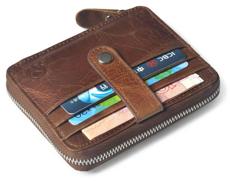 Thin Billfold Vintage Wallet Men Money Clips Genuine Leather Clamp for Money Holder Credit Card Case Cash Clip 12 Card Pocket