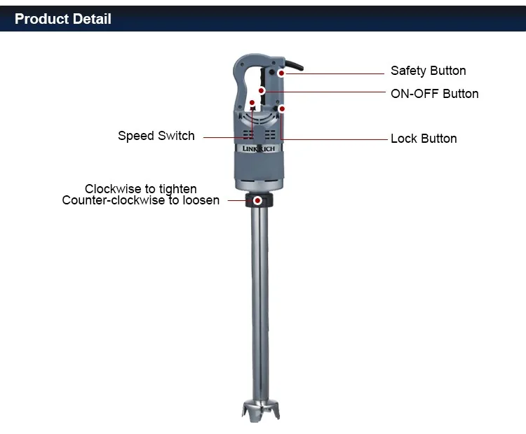 Linkrich Heavy duty Manual Industrial Mini Hand Immersion Stick Blender Cuisine machine food mixer