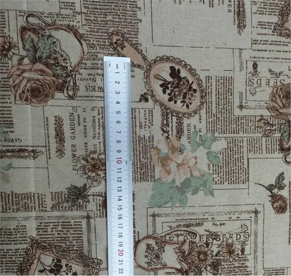 English newspaper pattern printed linen cotton fabric DIY cloth for decorative cloth/curtains/pillow