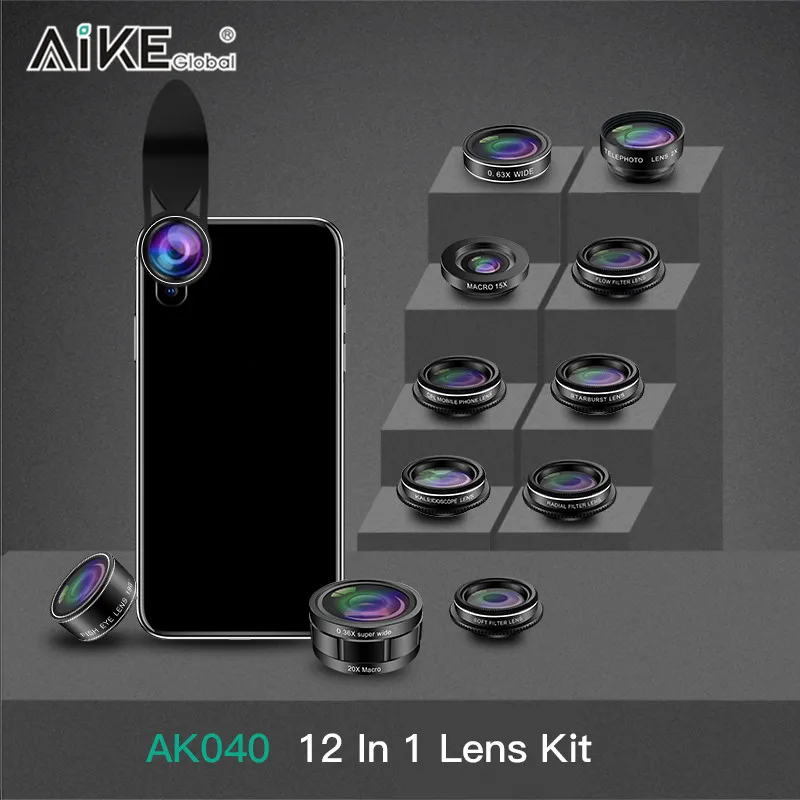 Инновационные продукты 2018 dslr смарт-камеры рыбий глаз зум 12 в 1 комплект объективов Мобильные аксессуары для iphone 6