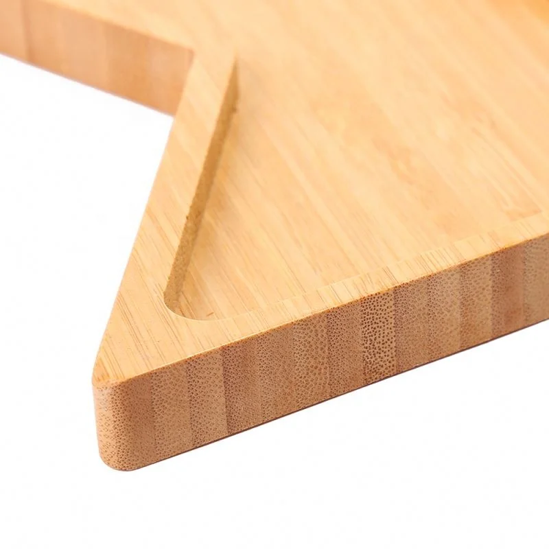 
Hot Selling Star Shape 2 Divided Party Serving Platters Wood Bamboo Puzzle Tray 