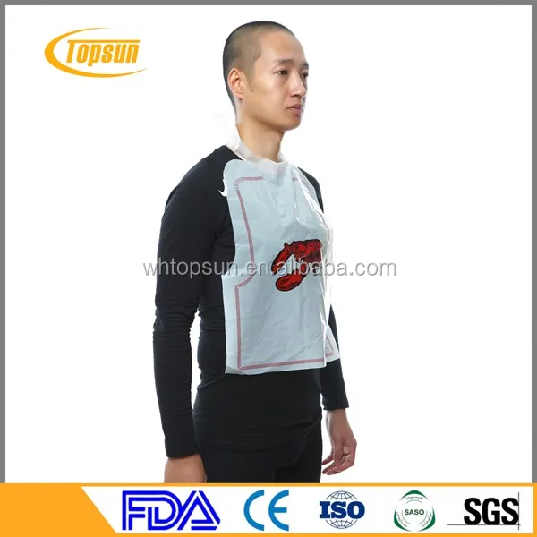 Disposable Restaurant Plastic Crawfish Adult Bibs For Food Service