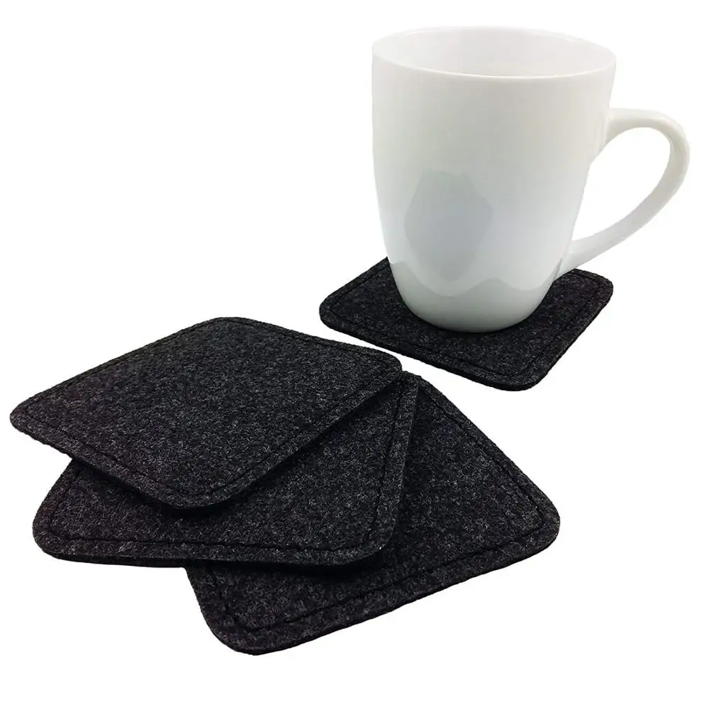  Серые войлочные салфетки со стеклянными подставками и мешками для столовых приборов