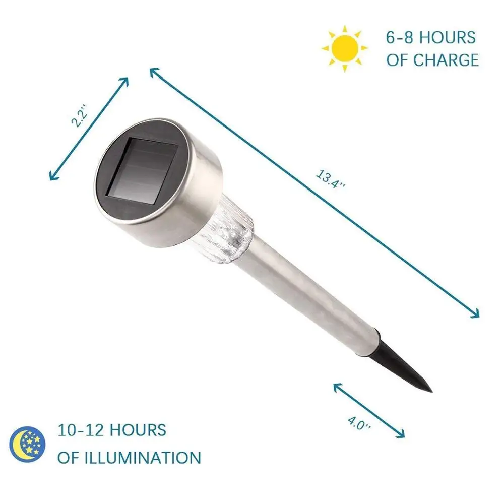 Factory Wholesale Solar Powered LED Rechargeable Stainless Steel Garden Lawn Light Solar Path Light led torch flashlight