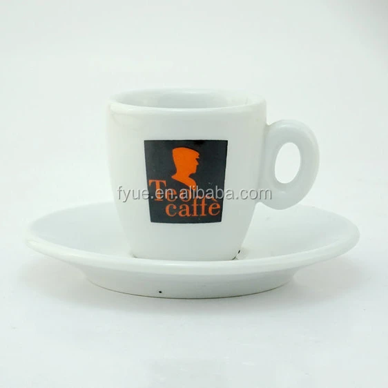 60ml mini porcelain modern coffee cup and saucer with decal for vending