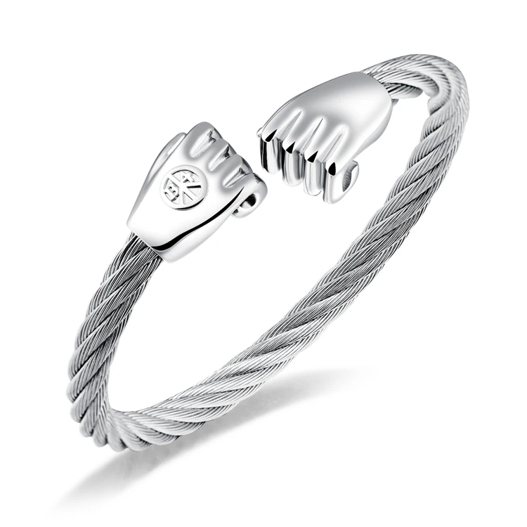 
Hot sale wholesale fashion Stainless Steel Jewelry Steel Wire Fist Shape Openning Fashion Bracelet 