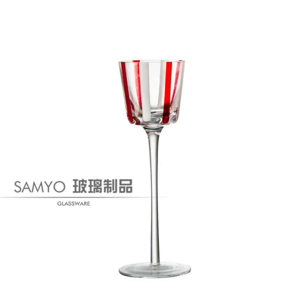 Samyo Glassware Manufacturer red mercury price candle holder stick