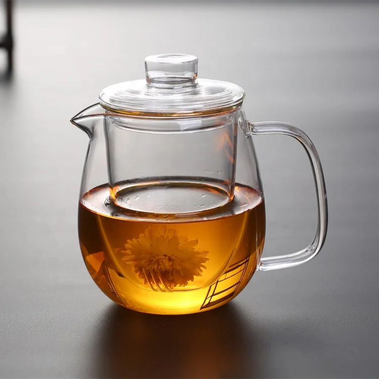 japanese borosilicate direct file heat resistant blooming tea glass teapot with infuser