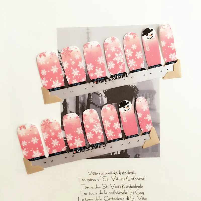 White Pink Cute snowman child Nail Arts Nail Sticker Waterproof Nail Decal Sticker Gel Polish French