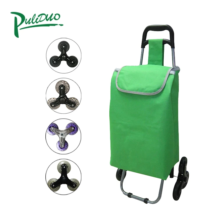 Good Selling foldable Promotion  Wheels Trolley Shopping Bags  folding with chair