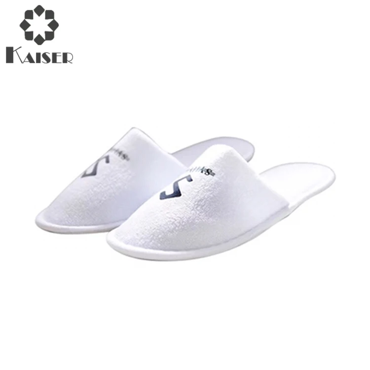 Disposable washable hotel slippers/close toe/white cotton