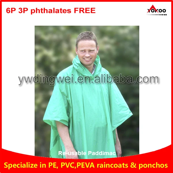 
0.10mm PVC Rain Poncho Reusable PVC rain cape 