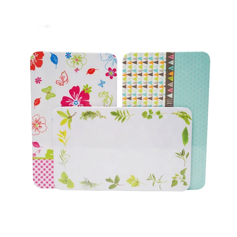 Eco friendly plastic printed kitchen melamine cutting board for food
