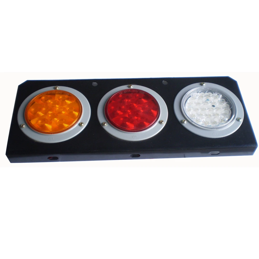 12V 4 Inch Round 30 Piranha LED Stop Turn Tail Combination Lights With 3 Hole Iron Base for Truck Trailer Van Lorry