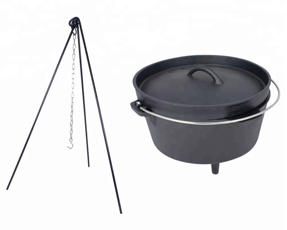 Hot sales Camping Cast iron Dutch oven & Tripod for Bivouac