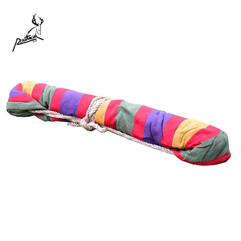 RO-15 ROUTMAN Folding 2 Person Double Outdoor Portable Camping Canvas Hammock with Wooden Stick