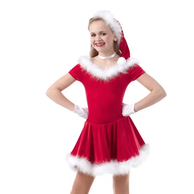 Christmas Lovely  dance Dress winter party Performance dance wear Stage performance Santa Claus Costumes