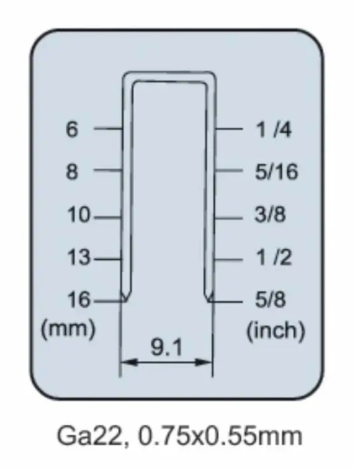 7116 Wide Crown Staplers 71 Series 22 Gauge 16mm Air Staple Gun/Stapler