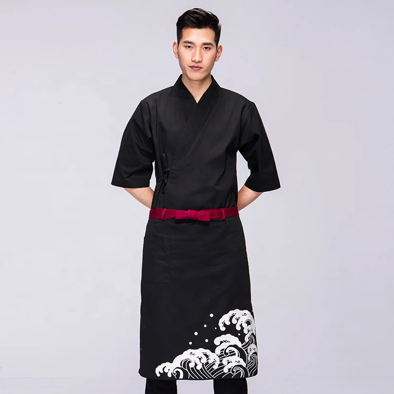 Форма столовой позже ночи, форма для суши-бара, форма для приготовления пищи, izakaya Fukuya Teppanyaki, белая форма шеф-повара