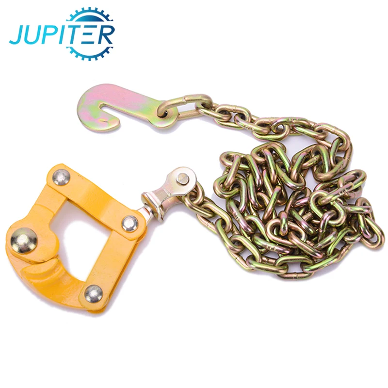 Collapsible steel electric fence strainer grab chain wire puller