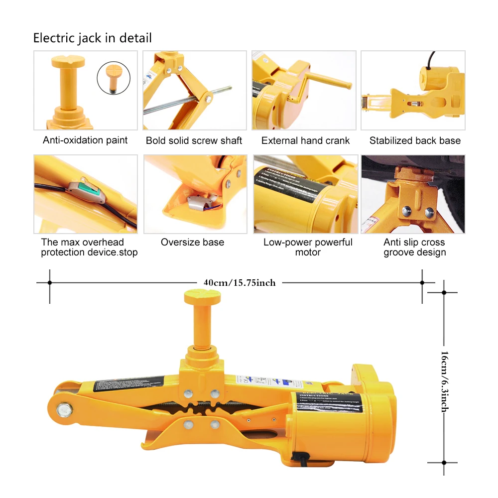 Best selling battery operated car kit electronic 2T 42cm 3 in 1 electric scissor jack suit