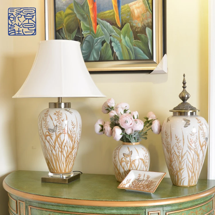 Chinese decorative vase home decoration yellow porcelain ceramic Ginger jar