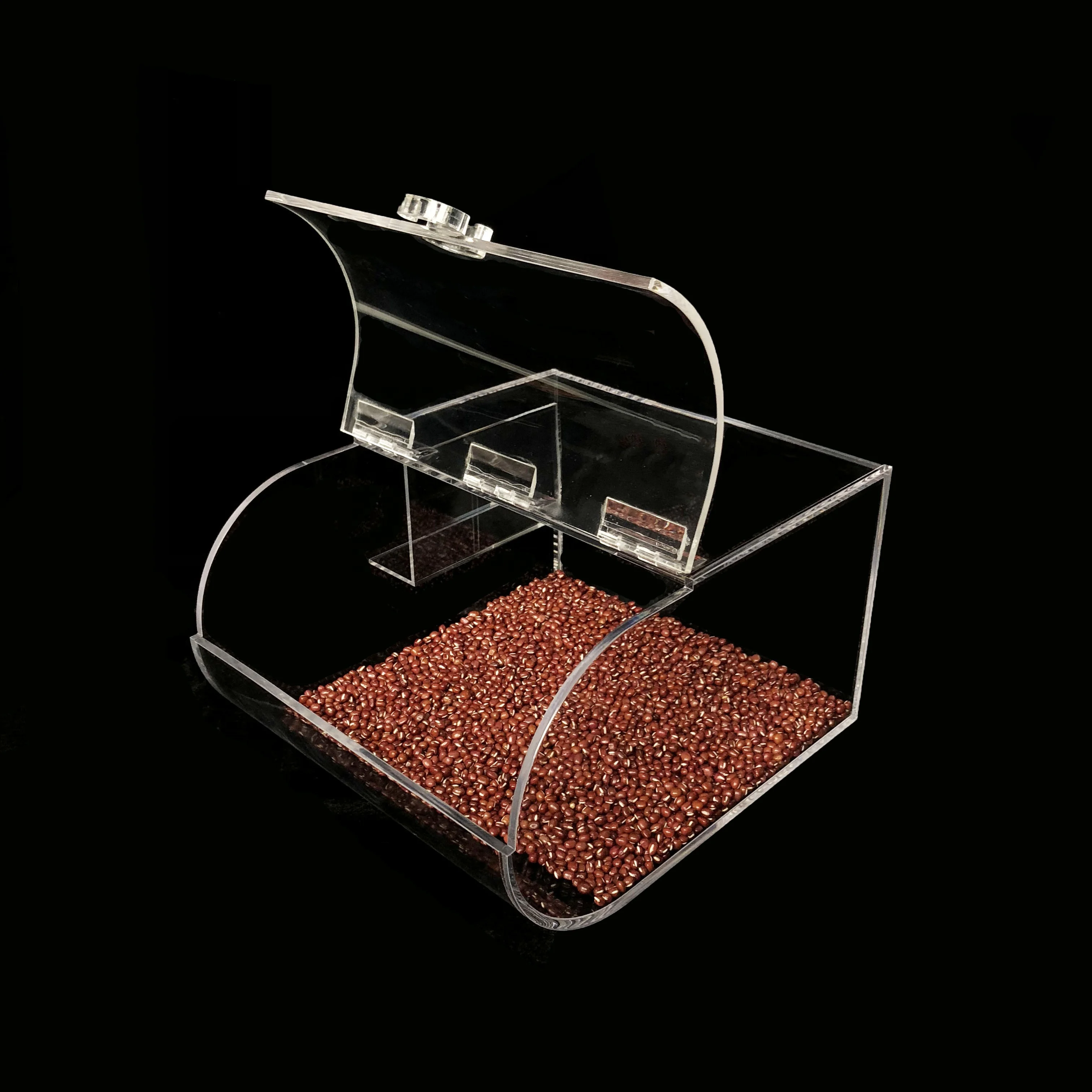 Round Clear PMMA Plastic Cereal Grains Candy Dispenser Display Bins Boxes Container Acrylic Candy Bin with Scoop