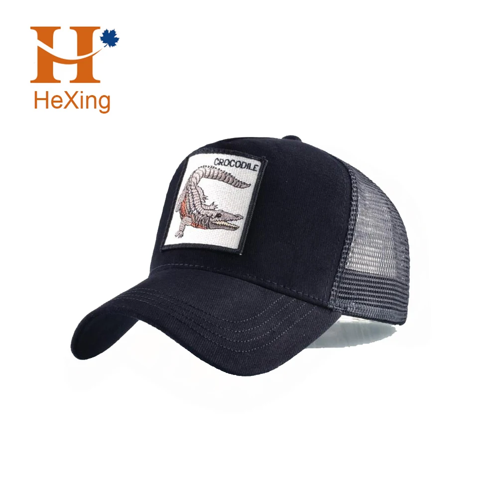Получите бесплатный образец оптовая продажа классические спортивные нашивки с вышивкой животных 5 панелей сетчатая Кепка-тракер