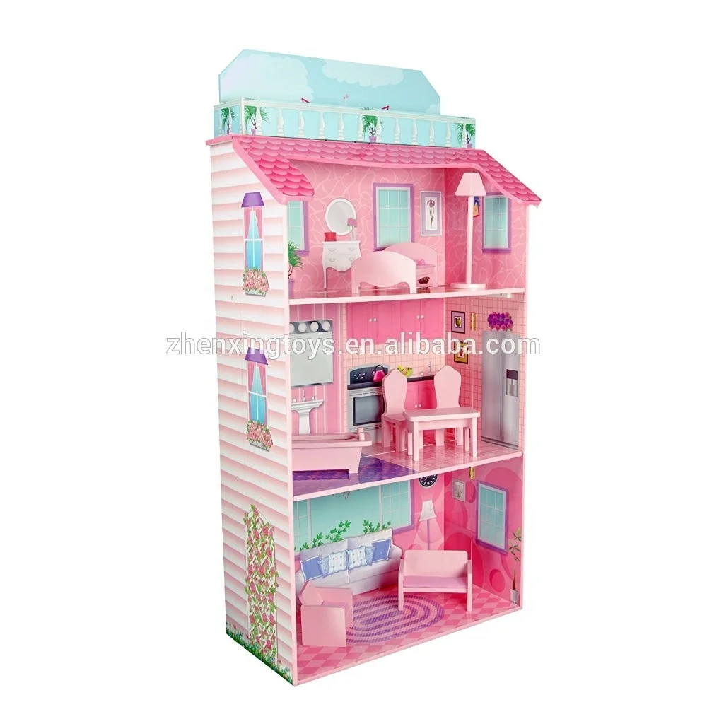 Foldable Wooden Kit Doll House Toy