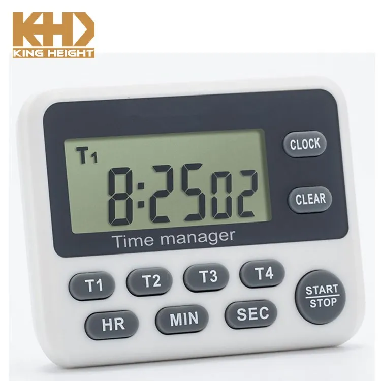 KH-TM042 KING HEIGHT Classroom Cooking Kids Teachers Countdown Digital Kitchen Alarm Clock 4 Channels Timer