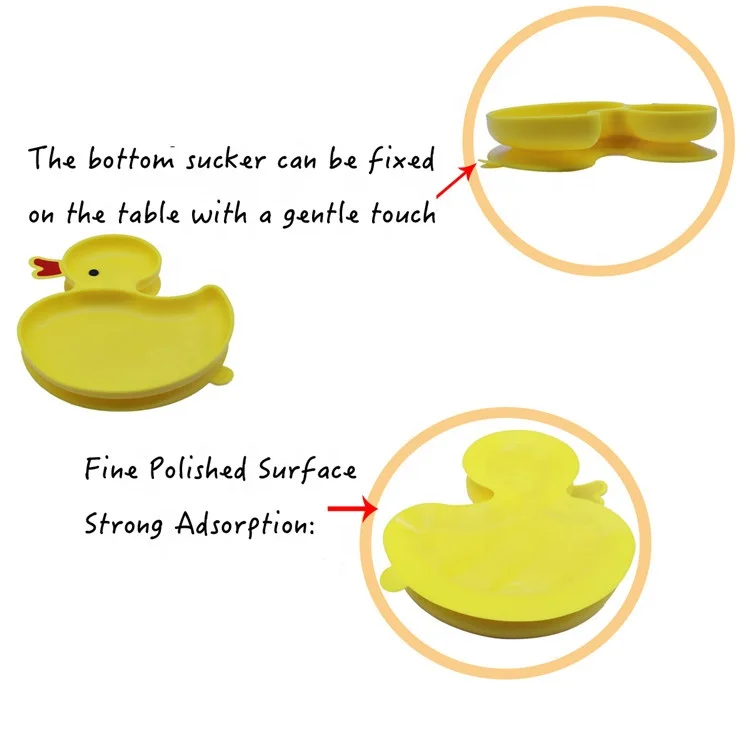 Bpa Free Baby Silicone Plate Funny Duck Silicone Kids Dinner Plate