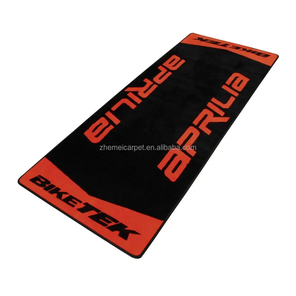 2021 OEM Design 100%Nylon Surface Rubber Backing Pit Carpet Motorcycle Garage Racing Logo Mat