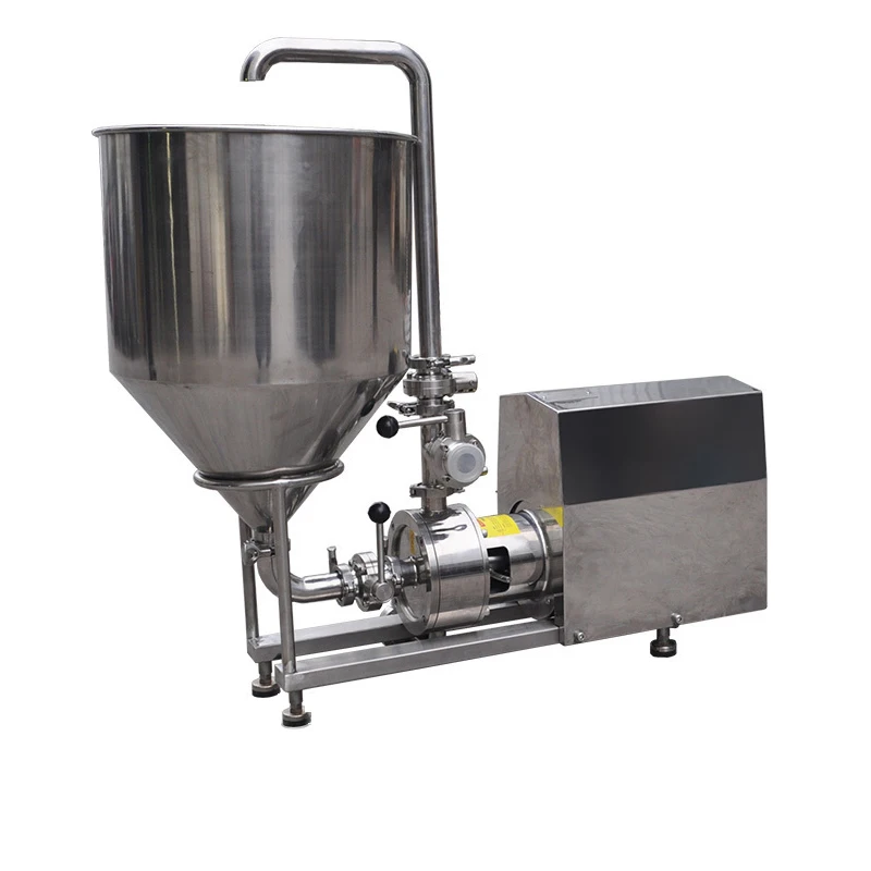 BOAO Sanitary SS304 SS316L Hatch Dairy  in line high shear Emulsion homogenizer mixer pump with hopper funnel