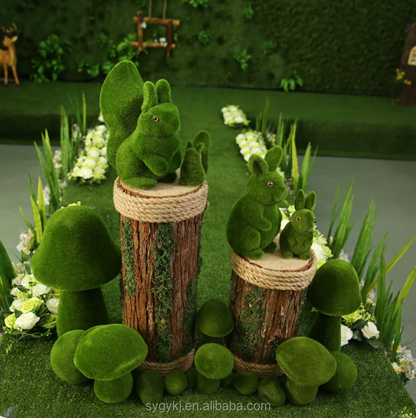 
A set of animals green preserved mass for garden 