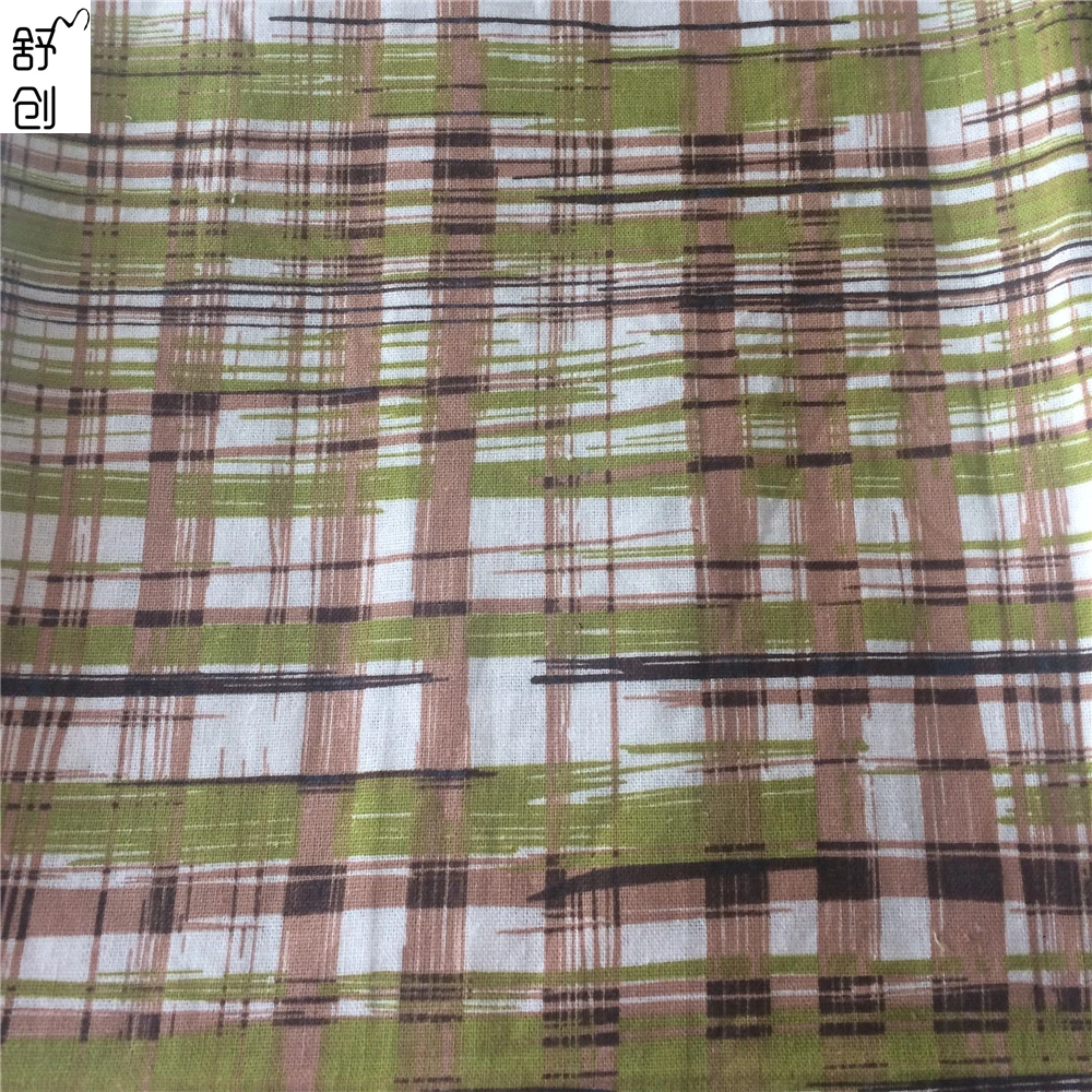 the newest Lattice printed linen Fabric