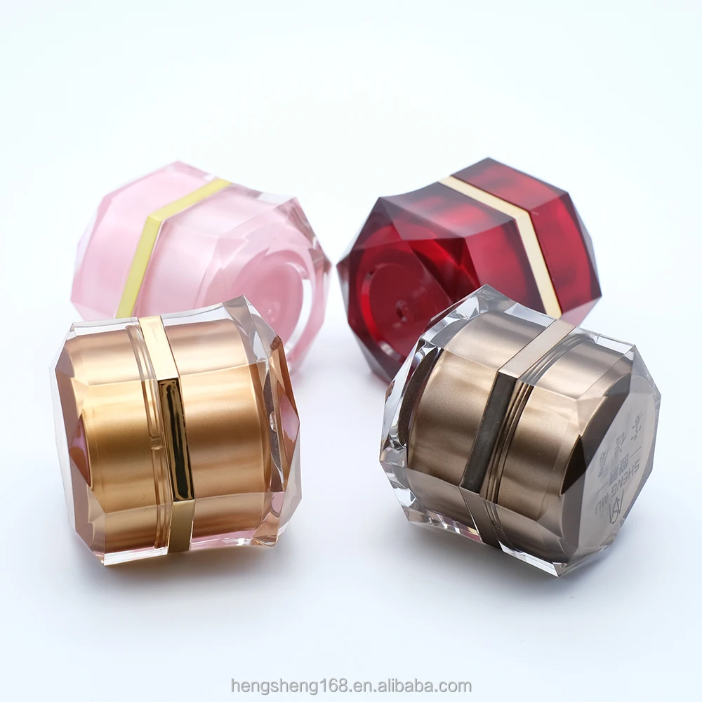 
Hengsheng factory supply customize OEM empty plastic acrylic polygonous crystal 5g 10g hexagon cream jar 