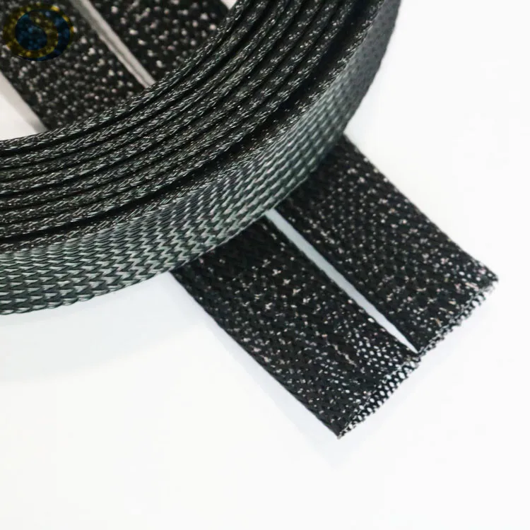 Flame retardant cable management monofilament PET braided expandable sleeving purple