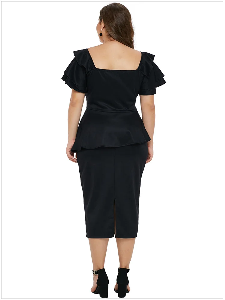 2019 african clothing ruffle sleeves top big size sexy ruffle dress women