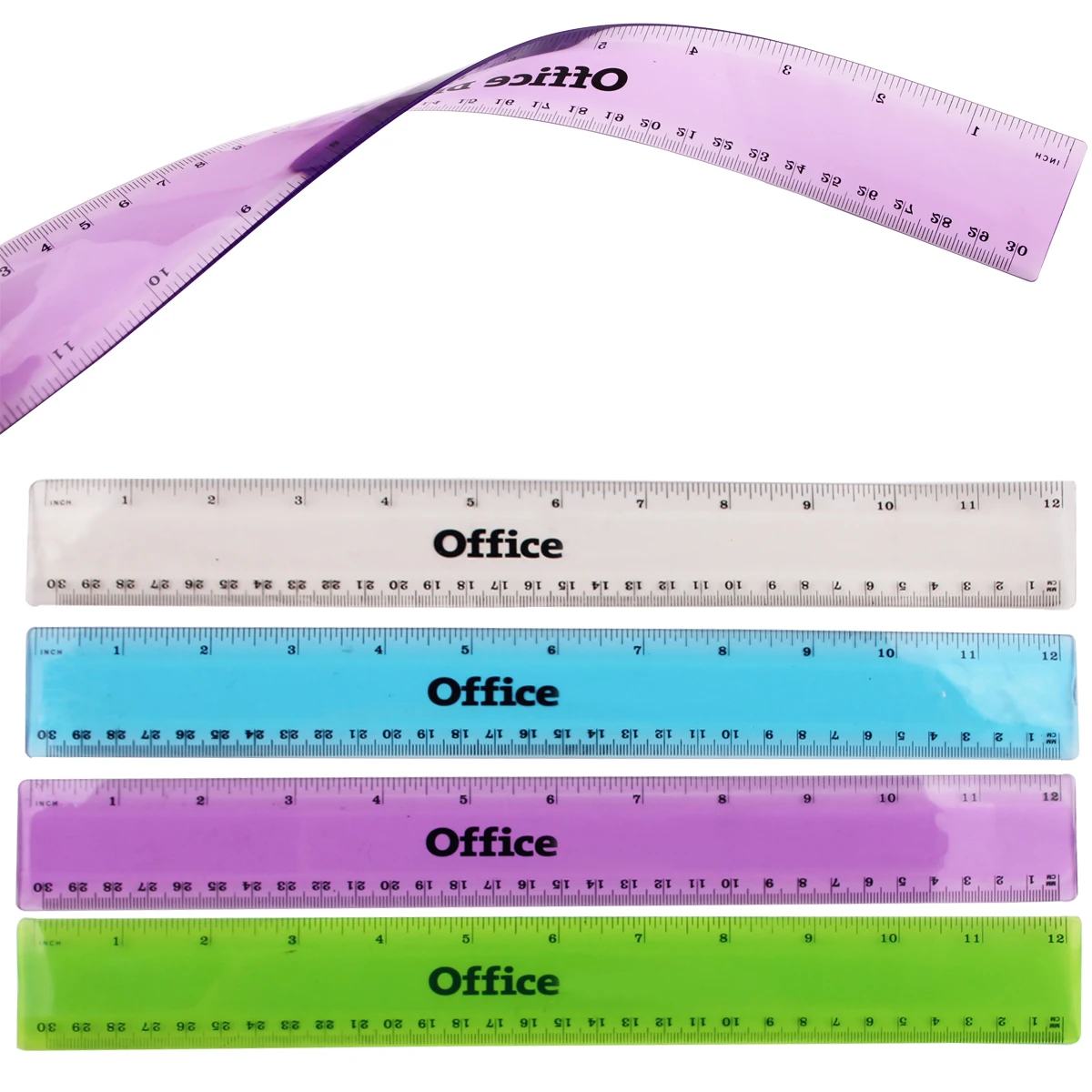 Soft customized logo plastic 30cm flexible ruler transparent curve ruler