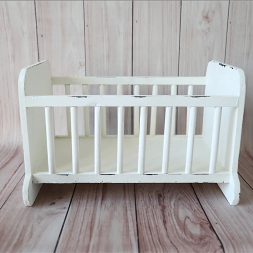 Baby Crib White Newborn Wood Bed Newborn Photo Props Baby Bed Props Wooden Basket for Photoshoot