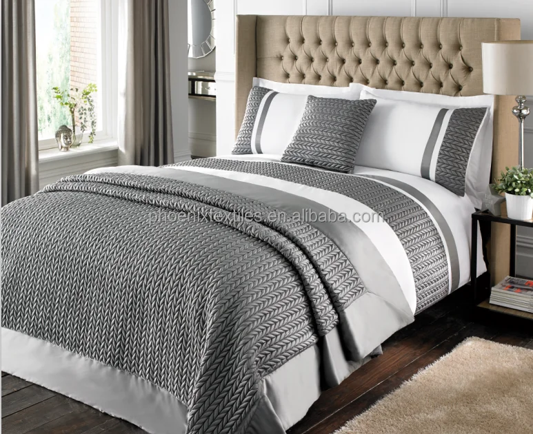 Computer Flower Embroidery Cotton Stripe Hotel Bed Linen for Hotels