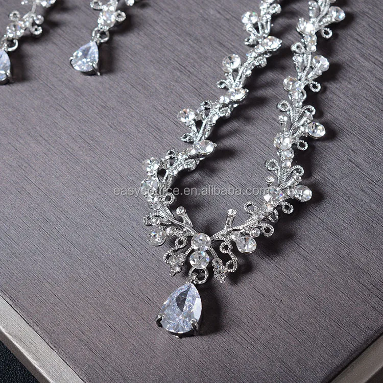 Wedding Dress Jewelry Accessory Bridal Zircon Necklace earring set women fashion necklace set