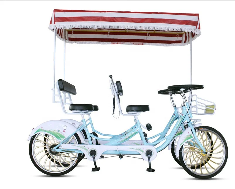 Family Style Quadricycle Surrey Bicycle /Sightseeing Bike Tandem Bicycle 4 Person Surrey Bike
