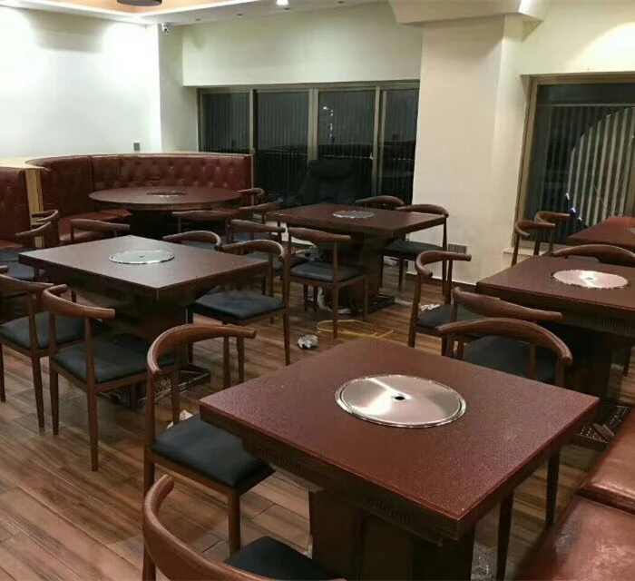 
Chinese wood table with granite hot pot table 